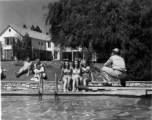 GIs do poolside R&R, during WWII, at hilltop rest house or appropriated manor house. In India? Ceylon?