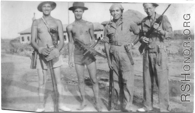 Presumably a B-29 rescue search crew. Likely in Burma. Notice the B-29 model used to show people along the way during search operations.