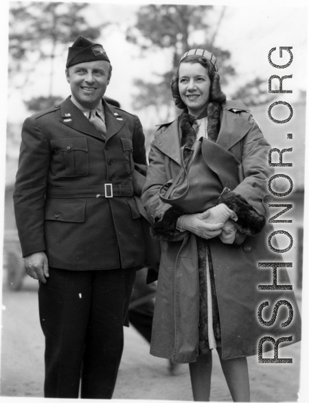 Celebrities visit and perform at Yangkai, Yunnan province, during WWII: The American opera star Lily Pons stands with her conductor husband, Andre Kostelanetz.