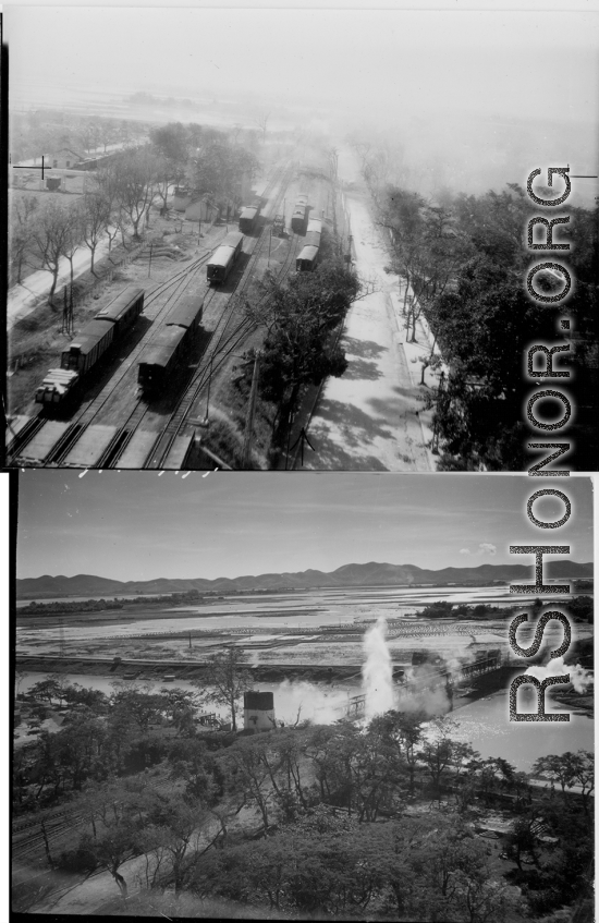 Bombing on Phu Lang Thuong railway bridge over the Thuong River at Bắc Giang City in French Indochina (Vietnam), during WWII. In northern Vietnam, and along a critical rail route used by the Japanese.  Coordinates:  21°16'32.69"N 106°11'9.28"E