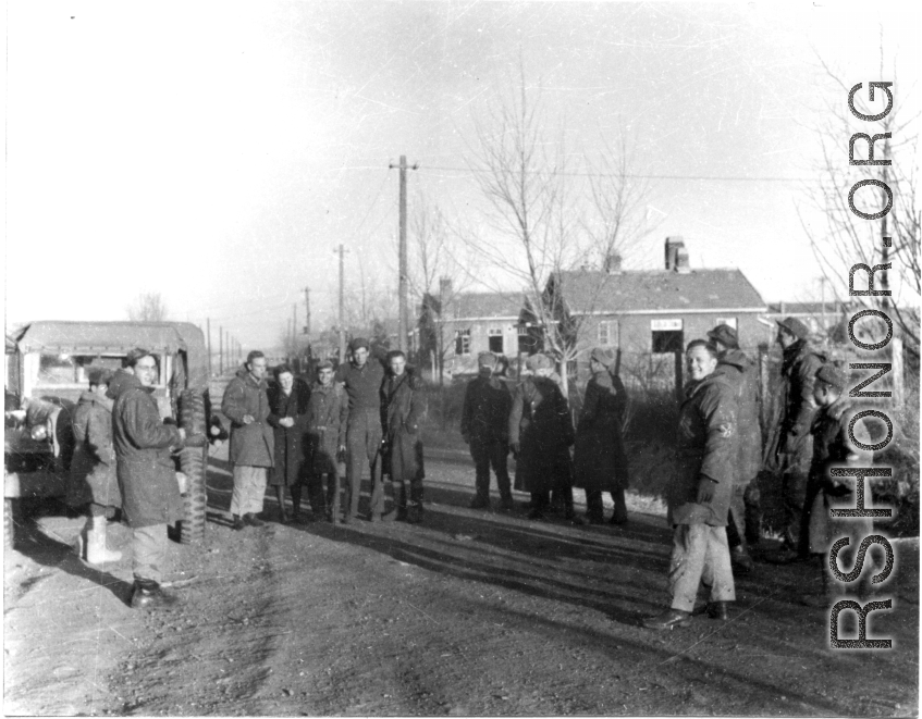 Soldiers and civilian in cold northern China during WWII.