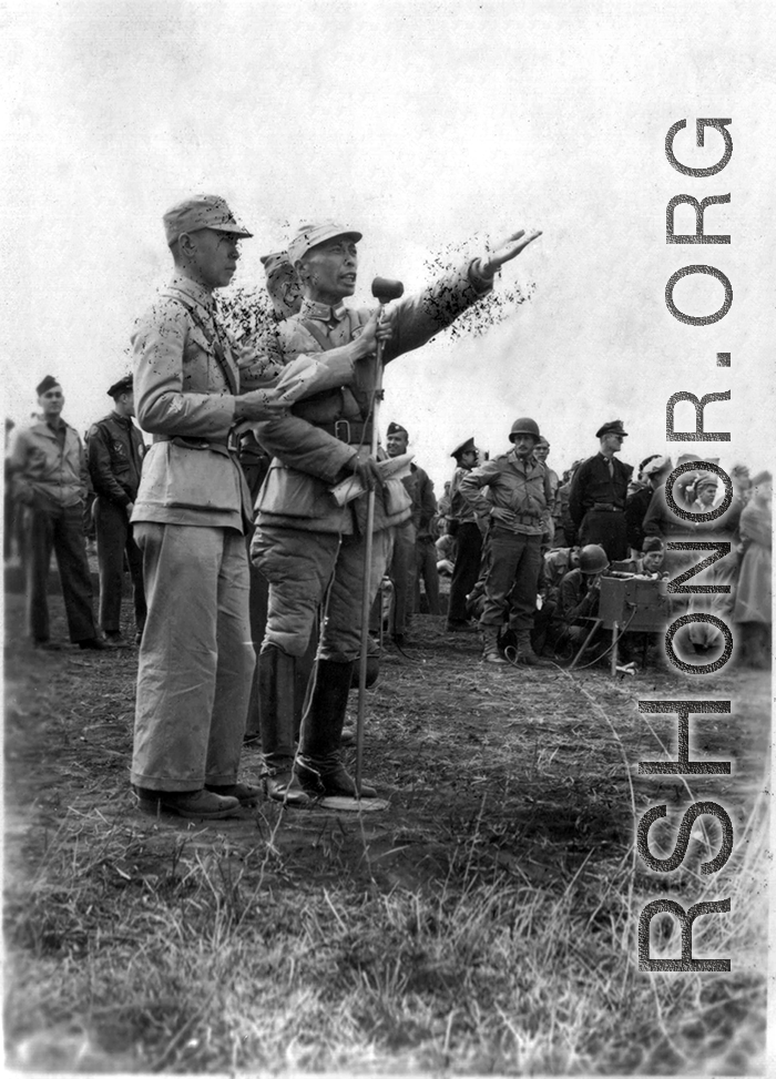 Chinese officers giving an impassioned speech in the CBI. Note the GIs operating the PA system on the ground towards the right.  (Images provided via Tony Strotman)