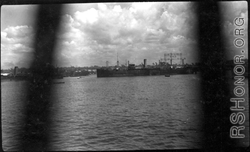 Ships in the port of Ceylon during WWII.