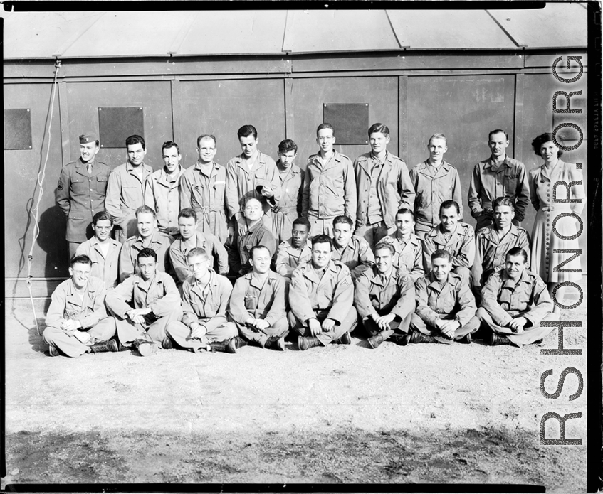 A group of trainees in photography during WWII.  Edward H. Dixon is sitting crossed-legged in the first row, second from the left.