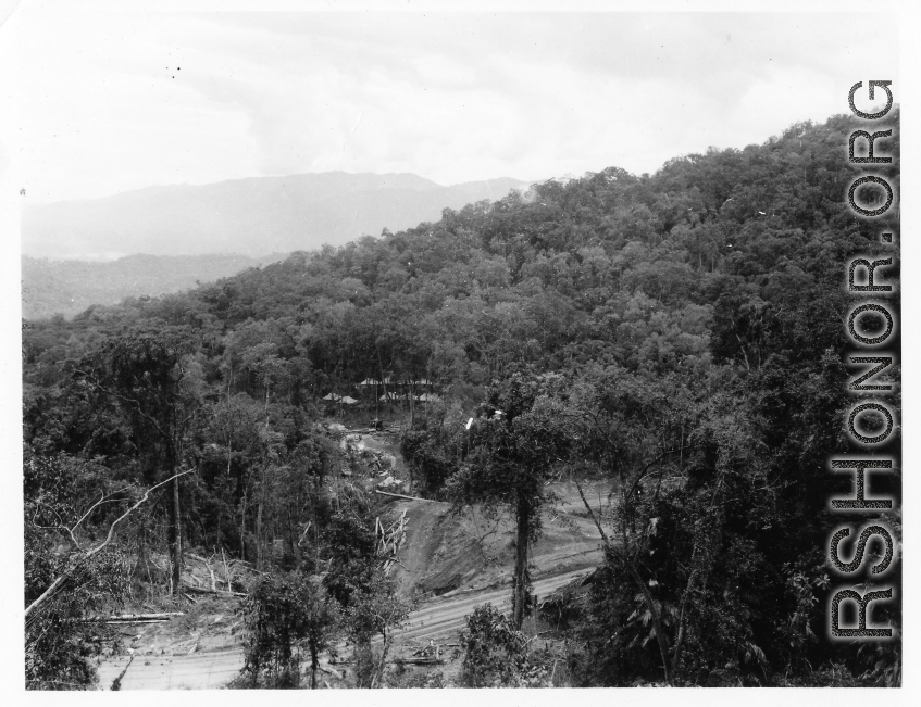 A tent camp in the forest of the 797th Engineer Forestry Company in Burma.  During WWII.