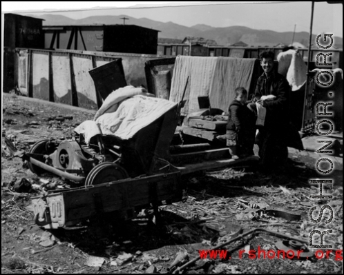 Chinese refugees at the train station in Liuzhou during WWII, in the fall of 1944, as the Japanese advanced during the Ichigo campaign.