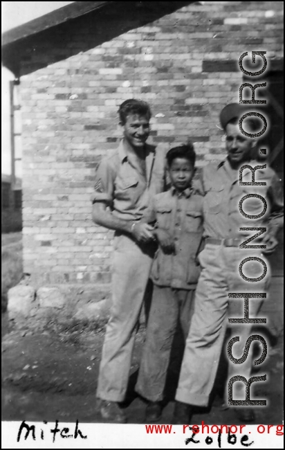 William Mitchener, Robert Zolbe, and houseboy in the CBI, in China.