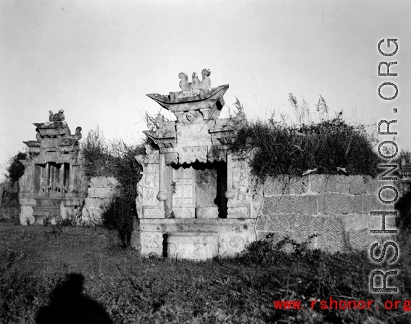 Elaborate tombstones in Yunnan province, China, during WWII.