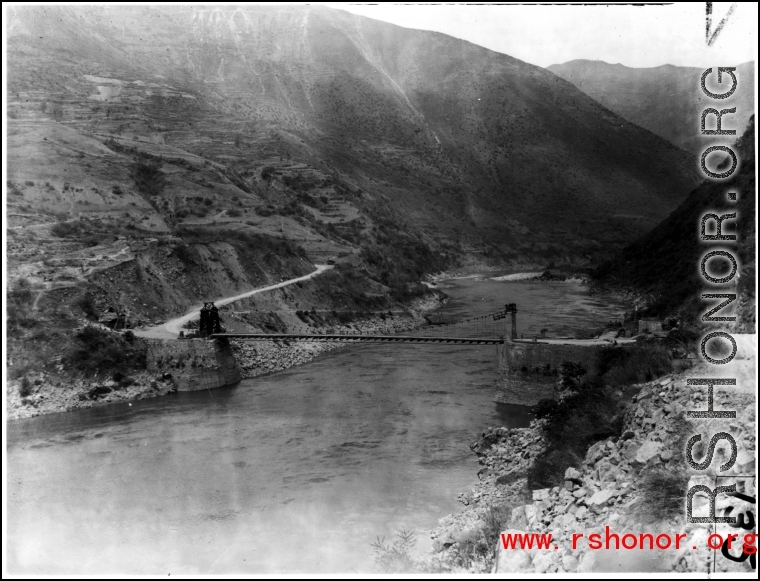 Bridge over Salween River during WWII.