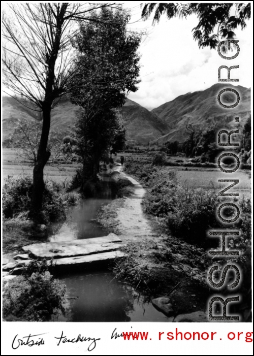 Trail and canal in countryside of SW China during WWII.