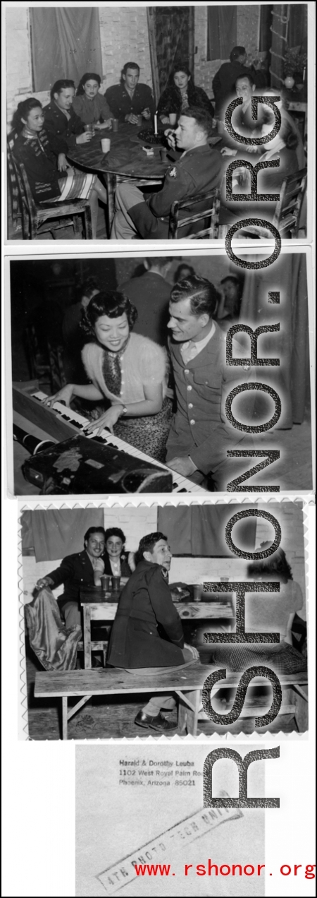 Party and dance at the Hostel #10 Officer's Club on January 19, 1945. Images provided by Dorothy Yuen Leuba.