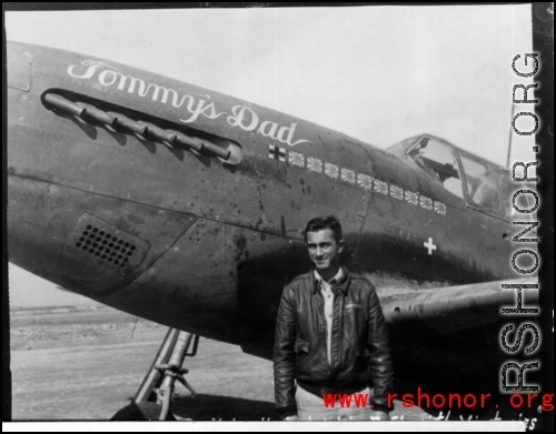 Maj. John C. Herbst, CO of the 74th FS/23rd FG, with his P-51 Mustang.