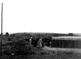 Burial ceremony at the temporary American military graveyard outside of Kunming, Yunnan, China. 