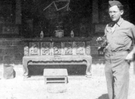 GI at Buddhist temple near Kunming, March 1945.