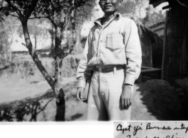 Capt. Yi, Burmese interpreter, at Meng-se (Mengzi), China, 1945.