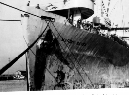 The Marine Raven arrive in Calcutta at the King George Docks with needed supplies. 1944.