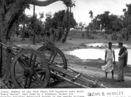 Milt Link of the 40th Photographic Reconnaissance Squadron chats with a Gushkara farmer during WWII.  Photo from Glenn S. Hensley.