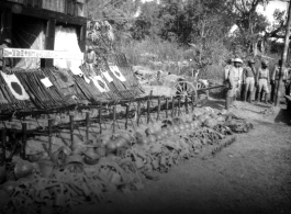 Chinese soldiers in Burma displaying captured Japanese weapons, personal gear, and  Japanese Good-Luck Flags  (寄せ書き日の丸) , during WWII. 