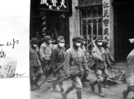 Japanese clean-up detail in Hankou (Hankow) after surrender, during WWII.