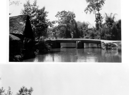 Canals in the countryside of China, probably in Yunnan province near Kunming. Notice the cart in the lower image carrying a large load of empty 55 gallon fuel drums, without question from an American base nearby.  Images provided by Dorothy Yuen Leuba.