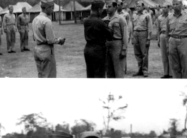 General Boatner making presentation of awards to troops at the rear headquarters, Ledo, and General Boatner making presentation of award to General Stilwell's jeep driver, Ledo.  Photos from Charles E. Mason.