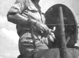 A GI sits in a tank in the CBI.