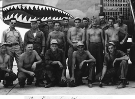 Men of the Aero-Repair Section, 61st Air Service Group, stand before a a B-25 in the CBI. "Note all the night missions on the plane."  From the collection of David Firman, 61st Air Service Group.