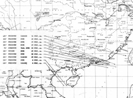 Sea sweep air mission map for July 1944, showing locations near or in China where attacks were made on Japanese targets by U. S. aircraft.  From the U.S. Government sources.