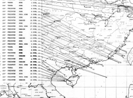 Sea sweep air mission map for June 1944, showing locations near or in China where attacks were made on Japanese targets by U. S. aircraft.  From the U.S. Government sources.