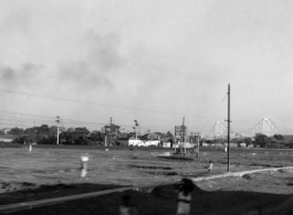 Howrah Bridge, in Calcutta, in the distance during WWII, as seen from a moving train.