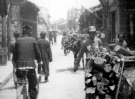 Busy street at Hanzhong, during WWII.