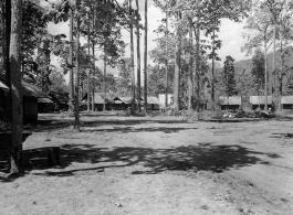 Buildings in camp in Burma.  During WWII.  797th Engineer Forestry Company.