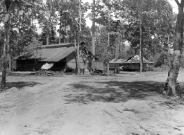 Buildings in camp in Burma.  During WWII.  797th Engineer Forestry Company.