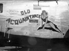 The B-24 "Old Acquaintance", serial no. 44-40826, in the CBI during WWII.  Selig Seidler was a member of the 16th Combat Camera Unit in the CBI during WWII.