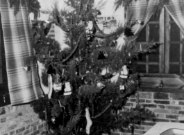 Christmas tree in OSS Detachment mess hall at Kunming air base in 1944.