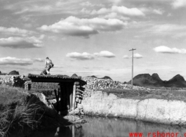 Rigging a bridge with explosives at Liuzhou before the Japanese advance during Ichigo in the fall of 1944.