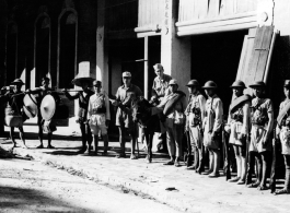 An American (astride pony) with a Chinese escort and supplies. This is may be James C. Bowermaster, Fourteenth Air Force photographer.