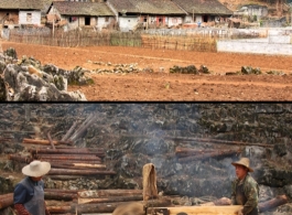 Images from January 14, 2008 visit to a WWII US crash site at Bamo township, in Tian\'e county, Guangxi province.     The village nearest the crash site, and some local village industry.