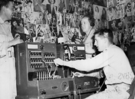 Wiltshire and crew in the radio room at Yunnanyi. 27th Troop Carrier Squadron.