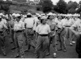 Japanese nurses assemble for morning call at the Wuchang Hospital after the hostilities had ceased. Photo by Way. In the CBI.