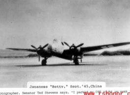 Captured Japanese Ki-48 “Lily” in China, September 1945.  Photo by Ted Stevens.