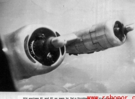 B-24 engines #1 and #2 as seen by Dale Strohbehn as seen from cockpit during flight.