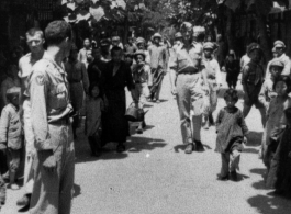 Lt. Clarence Miller walking in Kiunglai, China, not far from Chengdu, Sichuan province, China, where there was the A-5 base, for B-29 bombers.  Photo from Clarence W. Miller.