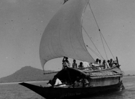 Sailboat crossing the Brahmaputra at Goalpara Jogigoba. In the CBI.   In the CBI.  Photo from Douglas MacLeod.