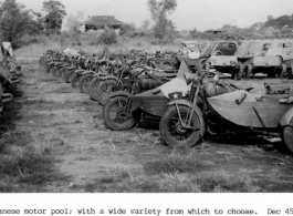 Japanese motor pool at Wuchang, December 1945.  Photo from Way.