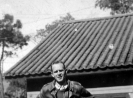 An American flyer in Yunnan province, China, during WWII. In the CBI.