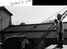 GI operating crane at Outram Ghat, Calcutta, India, during WWII.  Photo from Delbert J. Wood.