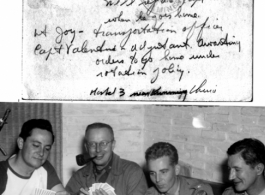 Squadron officers play cards at Tiger Den, Hostel #3, Kunming, on October 31, 1944.