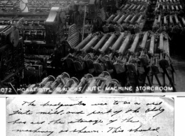 Jute machines in storage at Hastings Mill, after the factory had been taken over for an Allied HQ building. During WWI, in India. August 16, 1945.