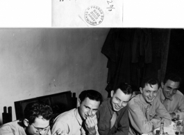 Birthday party in Kunming for T/Sgt. Syd Greenberg's 25th birthday, November 7, 1944. 164th Signal Photographic Company.